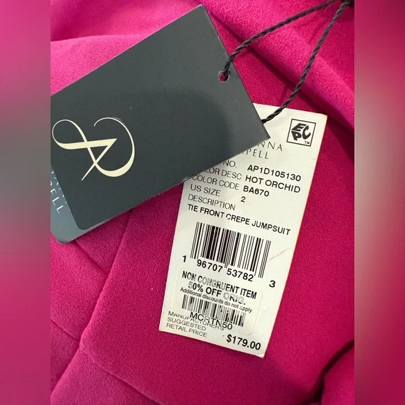 Adrianna Papell Women's V-Neck Tie-Front Crepe Jumpsuit - Picture 6 of 6